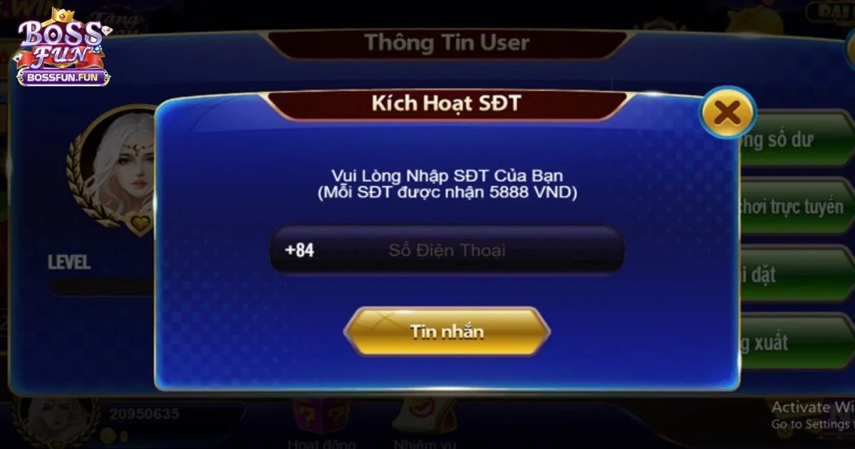 Đăng k&yacute; Bossfun tr&ecirc;n điện thoại