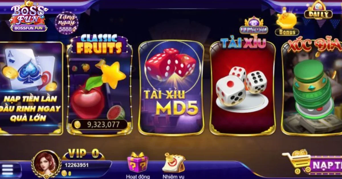 T&agrave;i xỉu Bossfun &ndash; Trải Nghiệm Chơi T&agrave;i Xỉu Đổi Thưởng Trực Tuyến